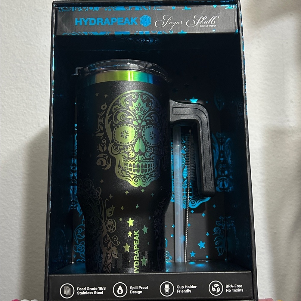Hydrapeak Limited Edition 25 Oz‎ Steel Skull Tumbler Handle Suga Skulls Sugar 💀